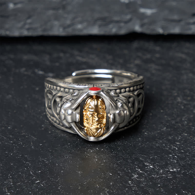 Buddha Stones Bague ajustable Pi Xiu en cuivre, pièce chinoise porte-bonheur - US6-10 (16–19 mm) - image 1