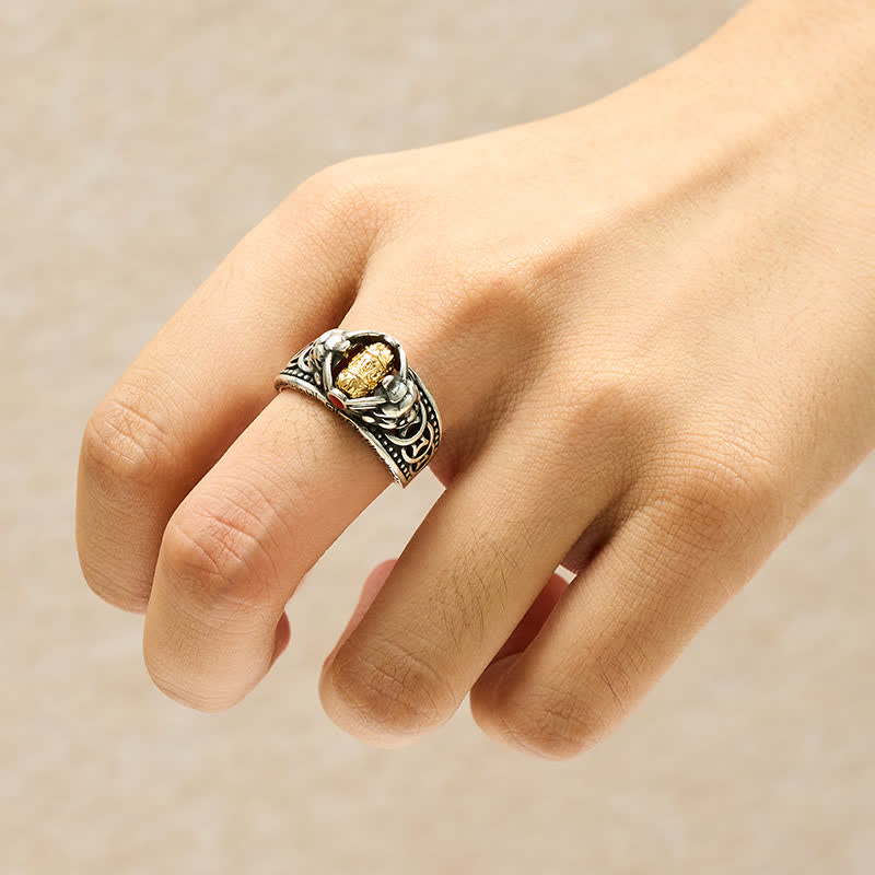 Buddha Stones Bague ajustable Pi Xiu en cuivre, pièce chinoise porte-bonheur - image 4