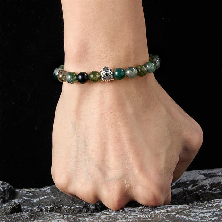 Buddha Stones Bracelet apaisant en agate mousse et cuivre en forme de tortue - image 4