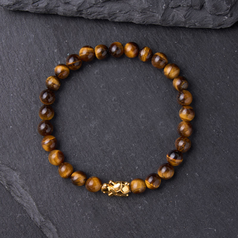 Buddha Stones Bracelet de perles de courage en œil de tigre naturel et tortue - image 1