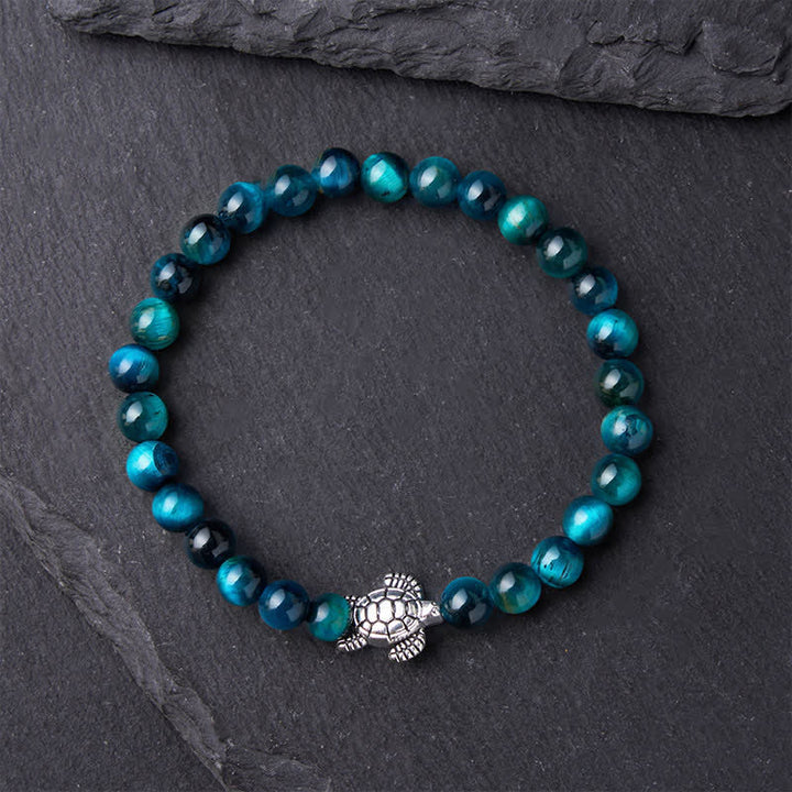 Buddha Stones Bracelet puissant en cuivre œil de tigre bleu et tortue - image 2