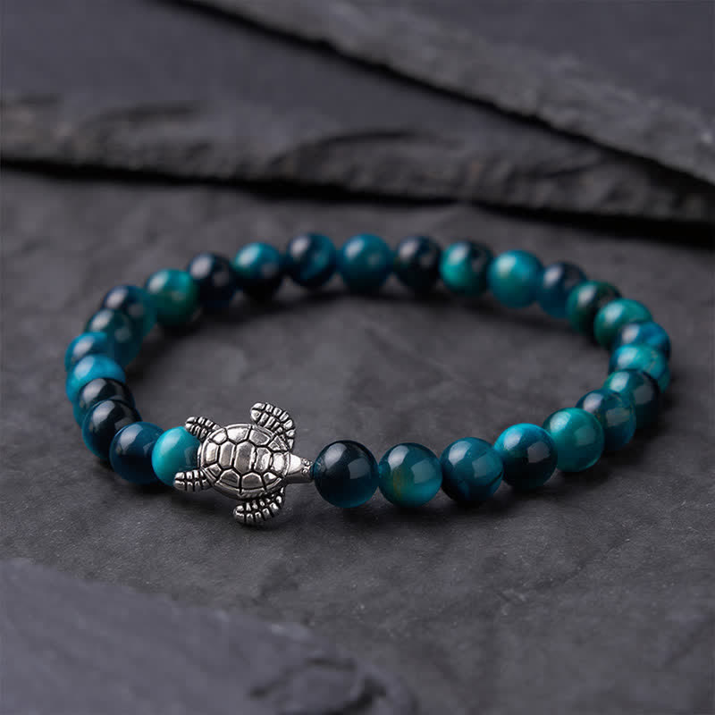 Buddha Stones Bracelet puissant en cuivre œil de tigre bleu et tortue - image 1