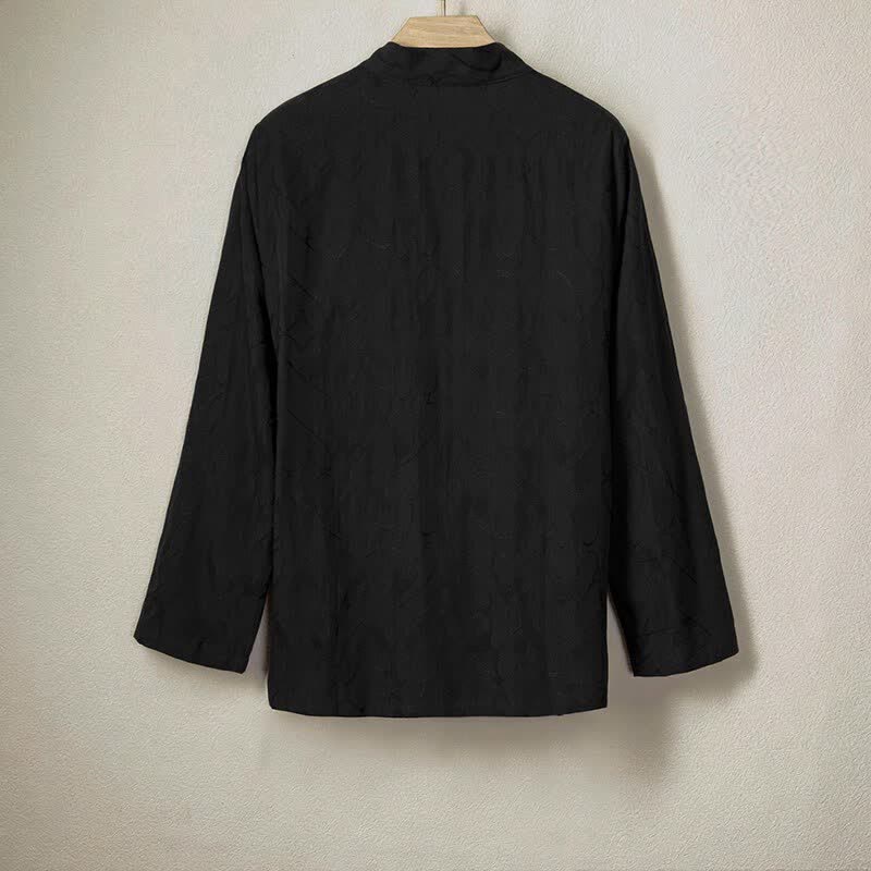 Buddha Stones Chemises à manches longues pour hommes, style minimaliste et décontracté, en coton uni, avec cordon de serrage, idéales pour le printemps et l'été. - image 1