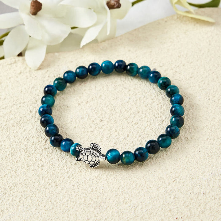 Buddha Stones Bracelet puissant en cuivre œil de tigre bleu et tortue - image 3