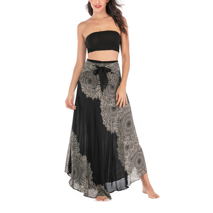 Robe jupe de plage style bohème à fleurs mandala avec Buddha Stones et deux styles - image 13