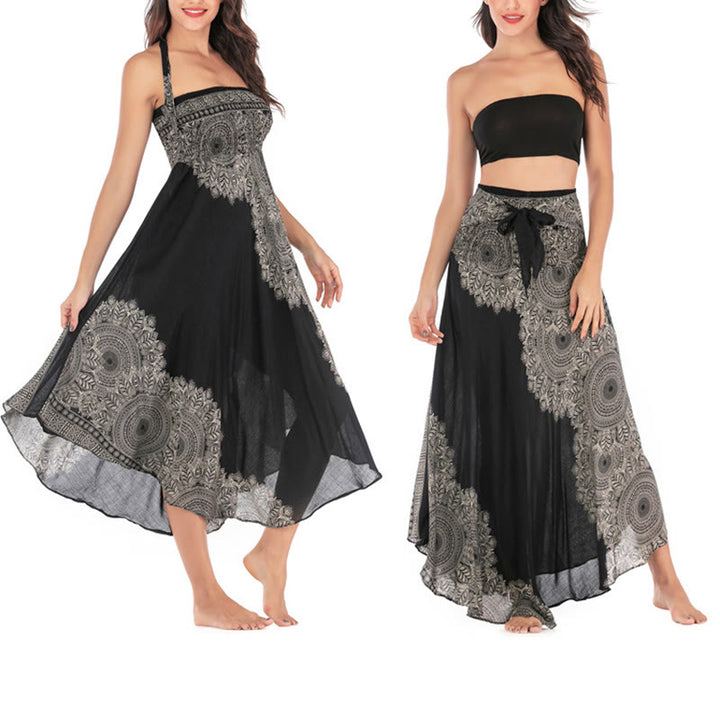 Robe jupe de plage style bohème à fleurs mandala avec Buddha Stones et deux styles - image 12