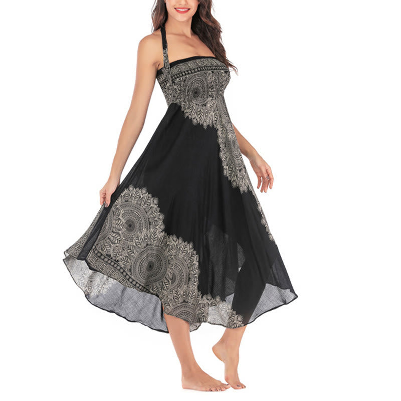 Robe jupe de plage style bohème à fleurs mandala avec Buddha Stones et deux styles - image 17