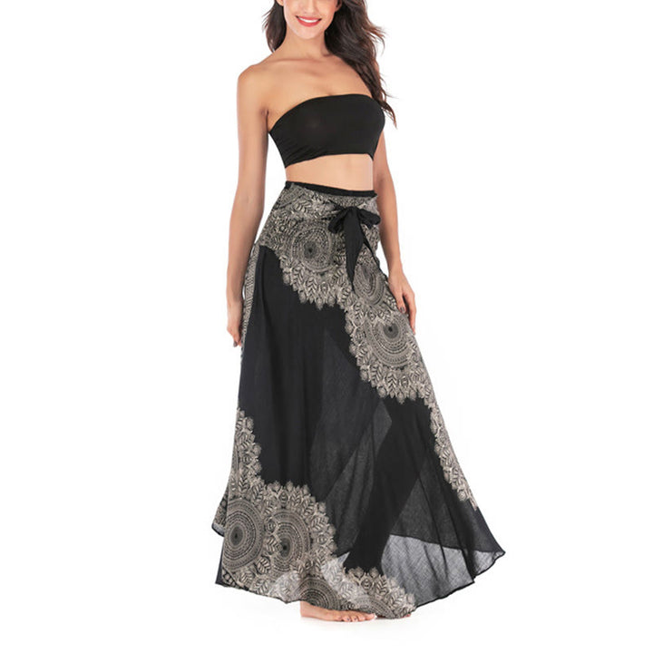 Robe jupe de plage style bohème à fleurs mandala avec Buddha Stones et deux styles - image 15