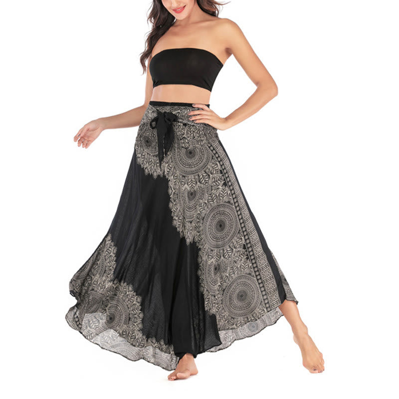 Robe jupe de plage style bohème à fleurs mandala avec Buddha Stones et deux styles - image 11