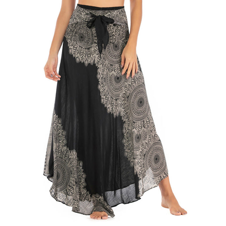 Robe jupe de plage style bohème à fleurs mandala avec Buddha Stones et deux styles - Noir - US4-12，UK/AU8-16，EU36-44 (F) - image 10