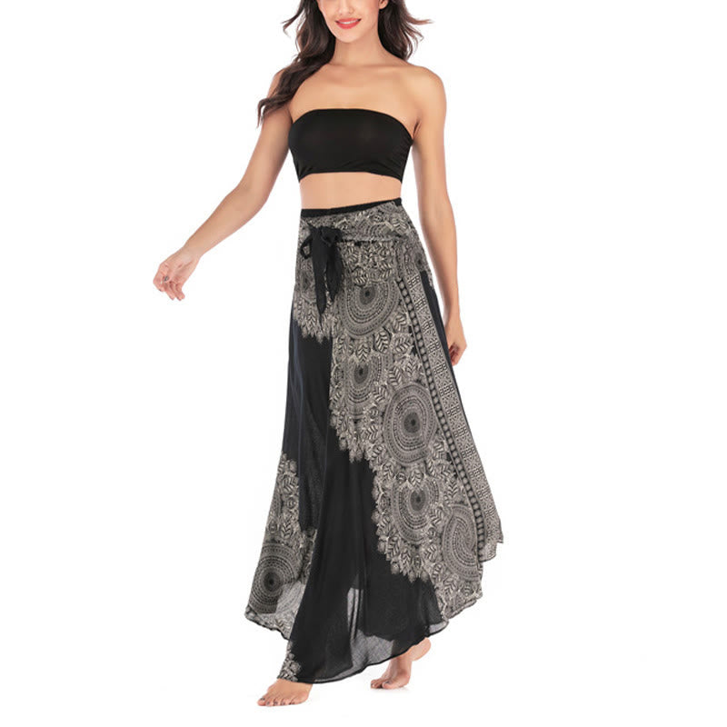 Robe jupe de plage style bohème à fleurs mandala avec Buddha Stones et deux styles - image 14