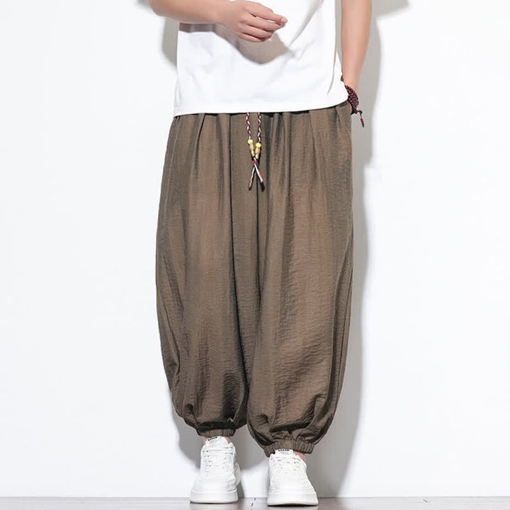 Buddha Stones Pantalon sarouel d'été bohème décontracté à cordon de serrage, uni, court, avec poches - Terre de sienne - US/UK/AU46，EU56 (5XL) - image 18