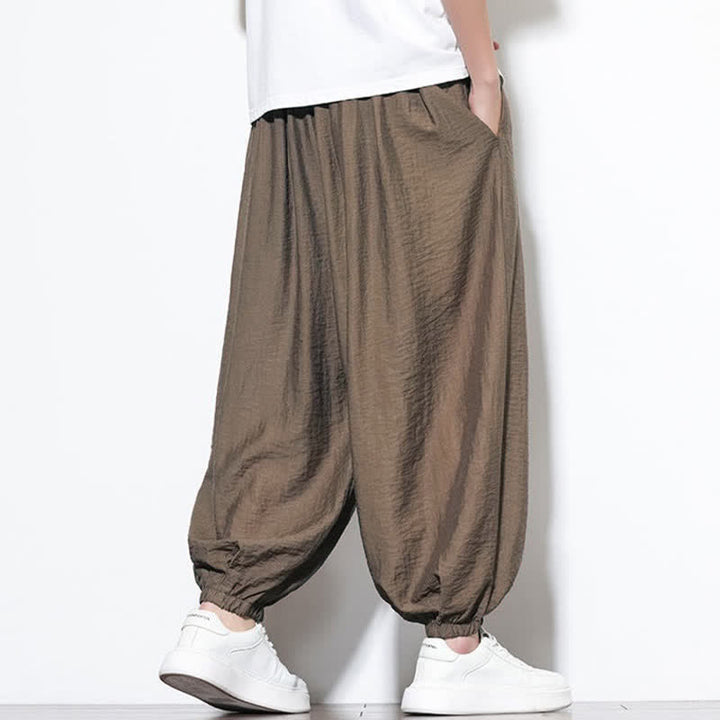 Buddha Stones Pantalon sarouel d'été bohème décontracté à cordon de serrage, uni, court, avec poches - image 22