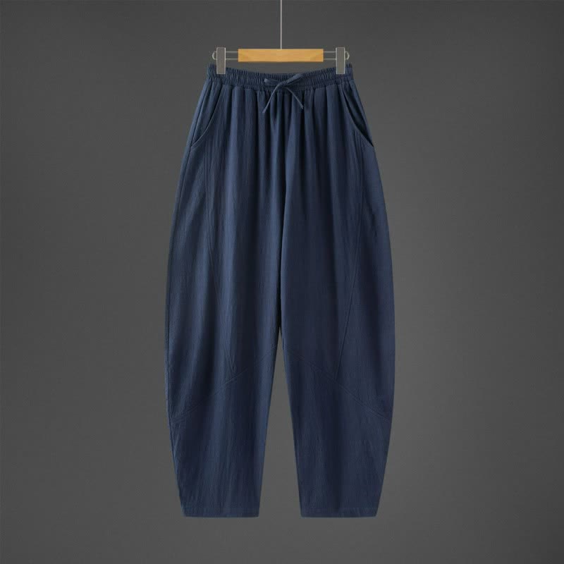 Buddha Stones Pantalon harem homme décontracté, minimaliste, à cordon de serrage, avec poches, printemps/automne - Bleu nuit - US/UK/AU46，EU56 (5XL) - image 0