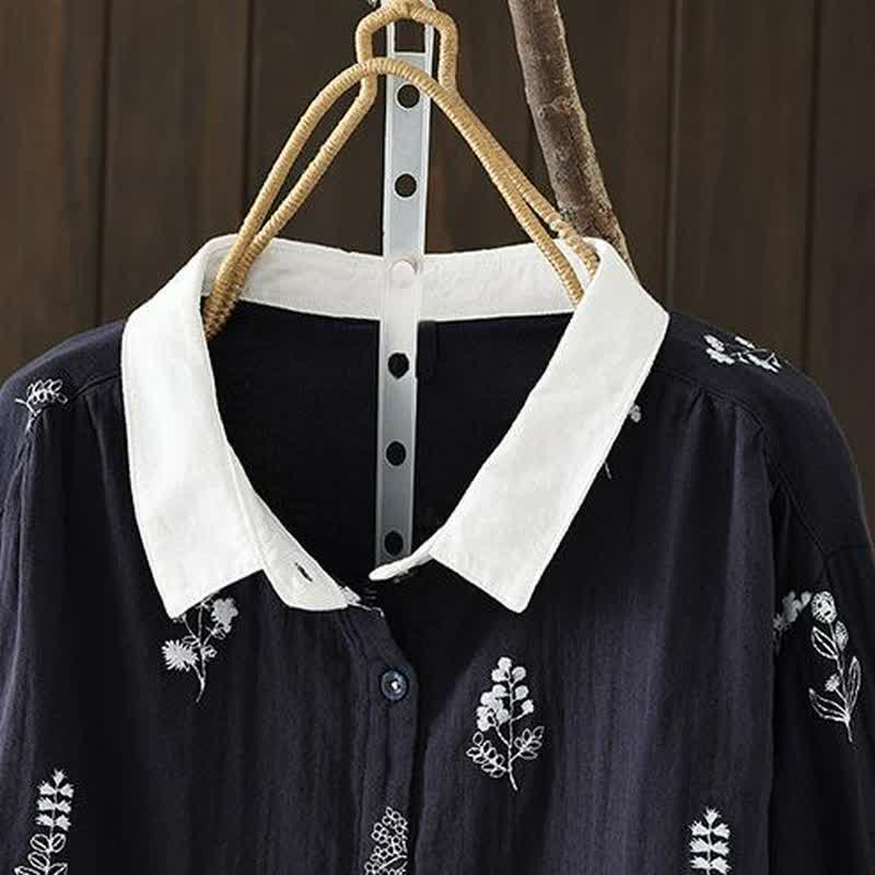 Buddha Stones Chemises à manches longues fleuries boutonnées style vintage décontracté printemps automne pour femmes - image 1