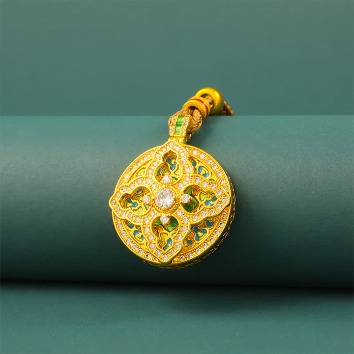 Buddha Stones Collier pendentif rond énergétique en laiton plaqué or en forme de gourde - image 3