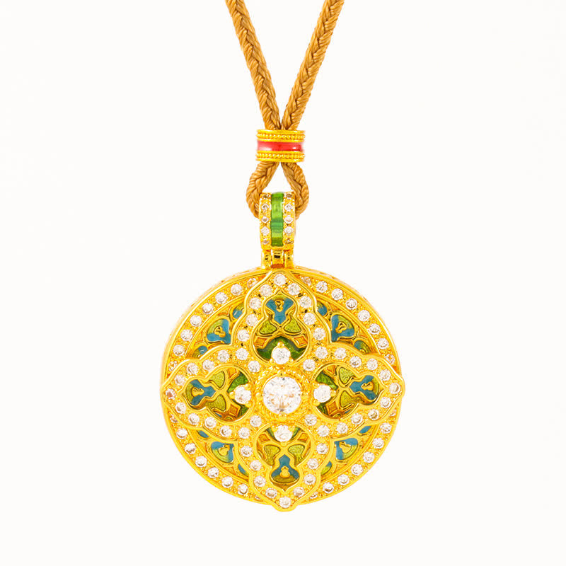 Buddha Stones Collier pendentif rond énergétique en laiton plaqué or en forme de gourde - image 5
