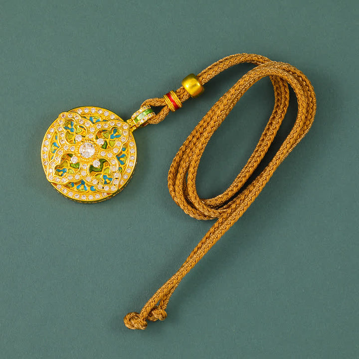 Buddha Stones Collier pendentif rond énergétique en laiton plaqué or en forme de gourde - image 2