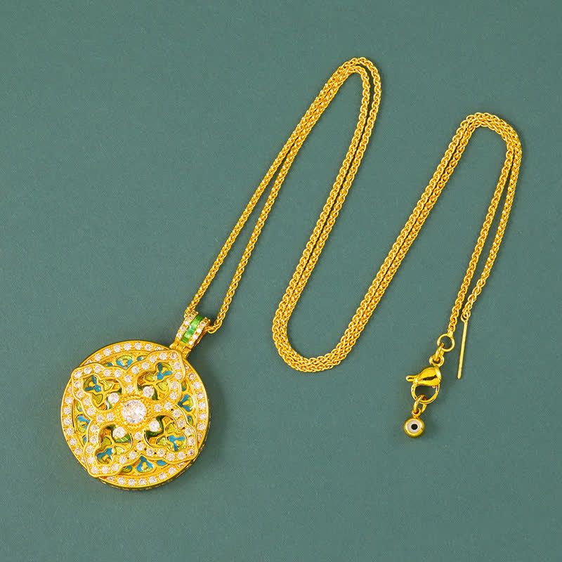 Buddha Stones Collier pendentif rond énergétique en laiton plaqué or en forme de gourde - Chaîne - image 10