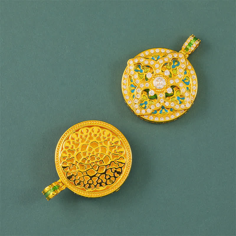 Buddha Stones Collier pendentif rond énergétique en laiton plaqué or en forme de gourde - image 4