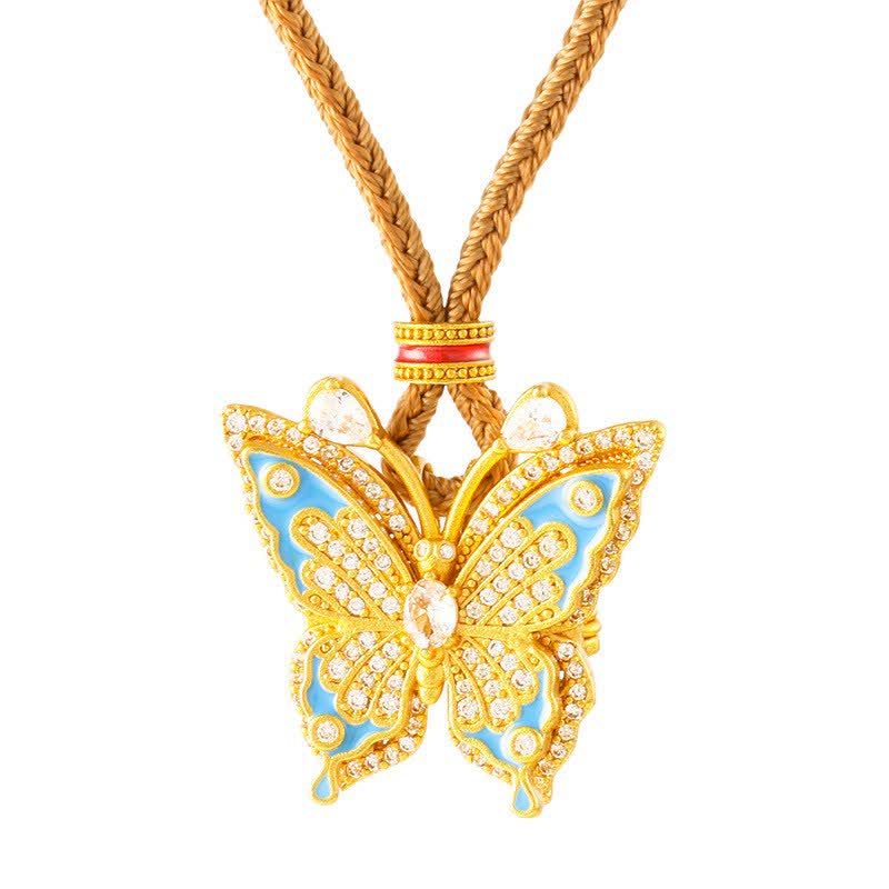 Buddha Stones Collier pendentif papillon en laiton plaqué or - image 4