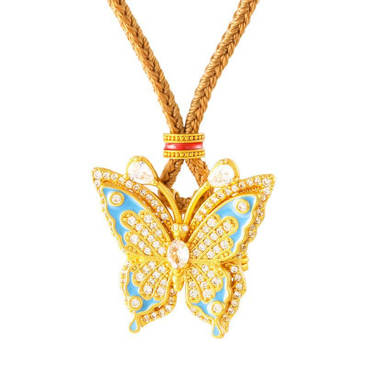 Buddha Stones Collier pendentif papillon en laiton plaqué or - image 4