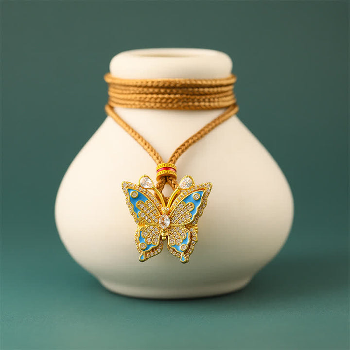 Buddha Stones Collier pendentif papillon en laiton plaqué or - image 3