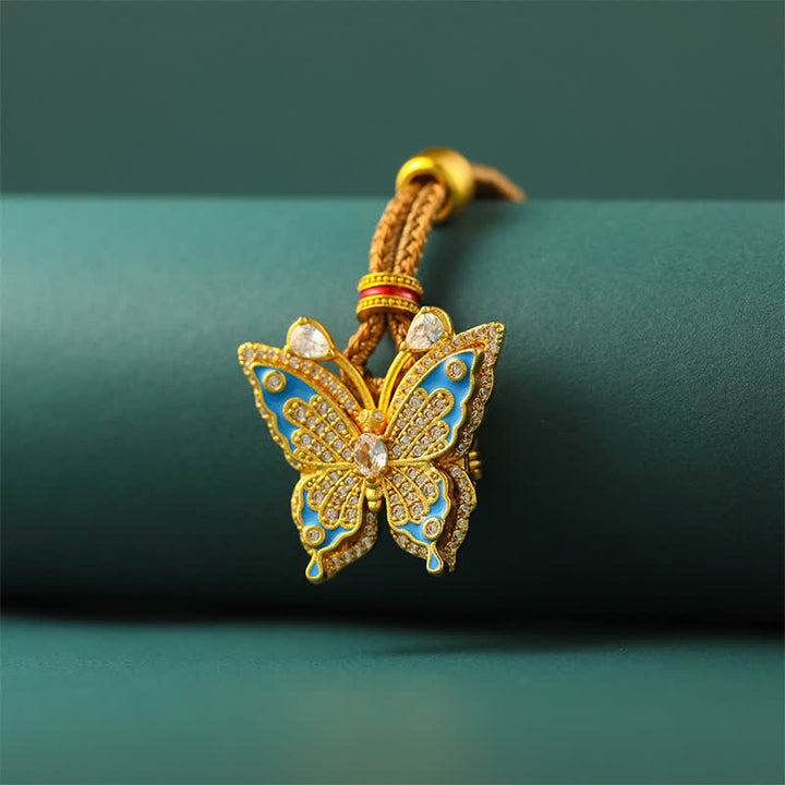 Buddha Stones Collier pendentif papillon en laiton plaqué or - image 2