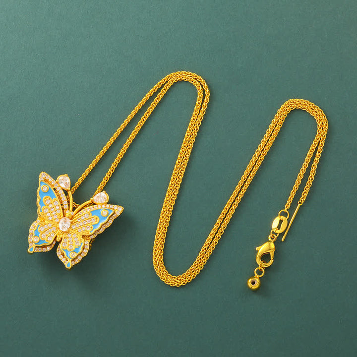 Buddha Stones Collier pendentif papillon en laiton plaqué or - Chaîne à maillons - image 8