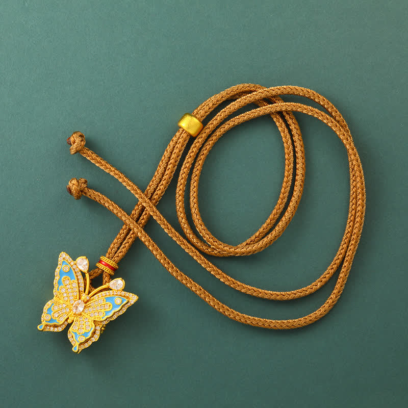 Buddha Stones Collier pendentif papillon en laiton plaqué or - image 1