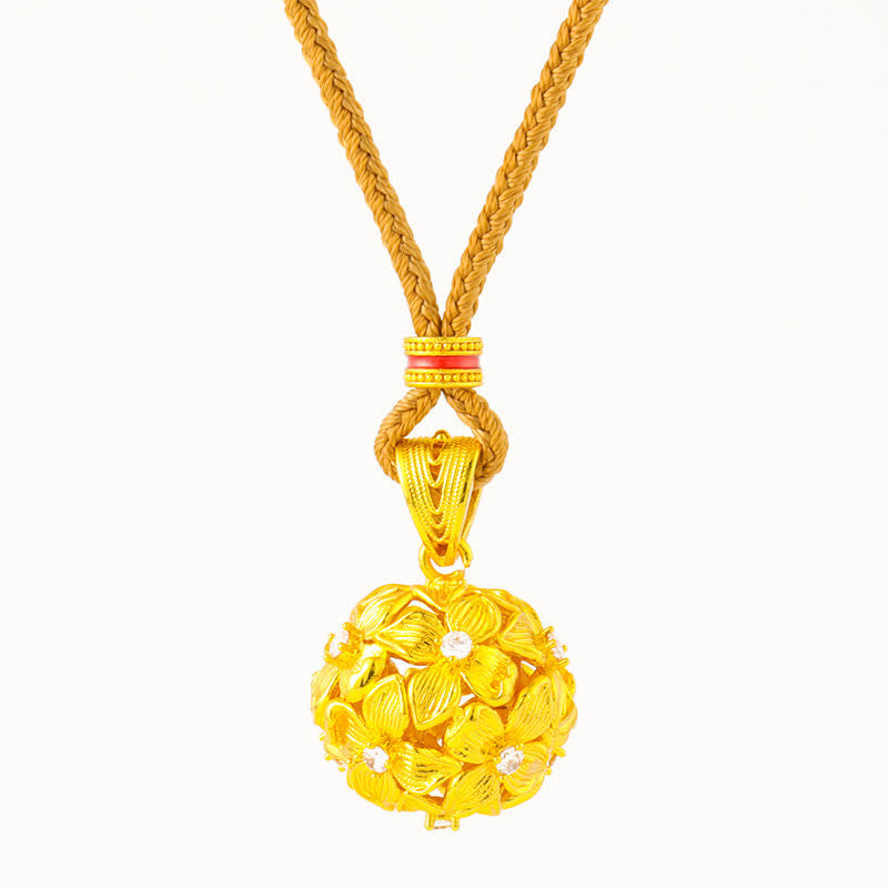 Buddha Stones Collier pendentif hortensia ajouré en laiton plaqué or - image 4