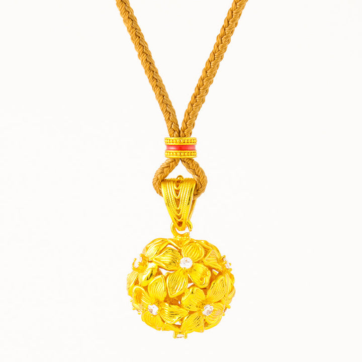 Buddha Stones Collier pendentif hortensia ajouré en laiton plaqué or - image 4