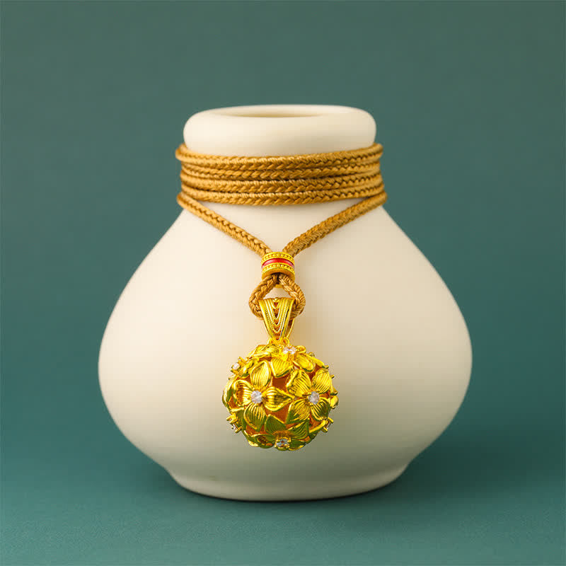 Buddha Stones Collier pendentif hortensia ajouré en laiton plaqué or - image 2