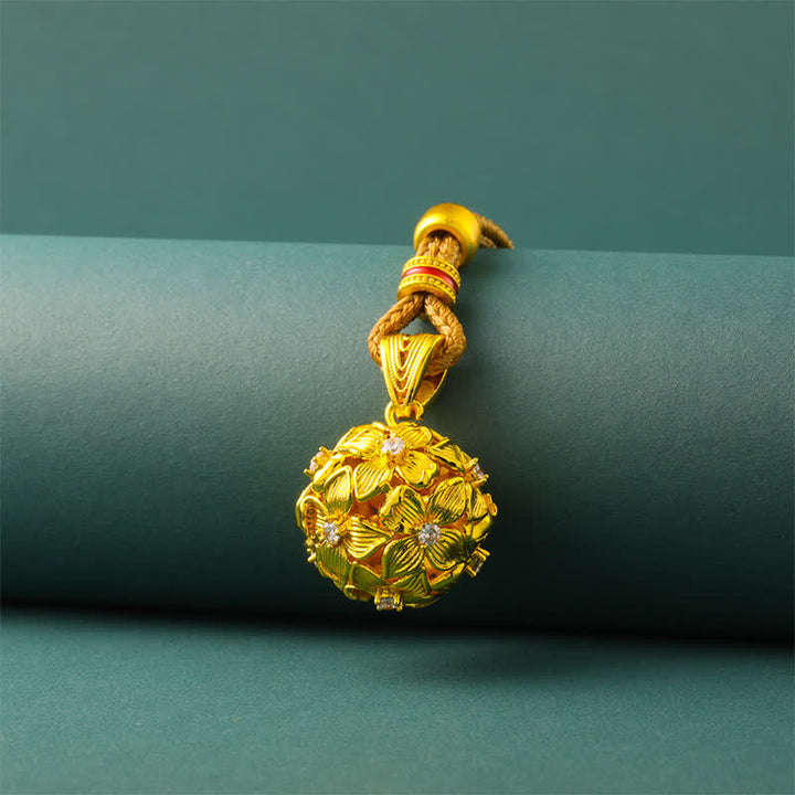 Buddha Stones Collier pendentif hortensia ajouré en laiton plaqué or - image 3