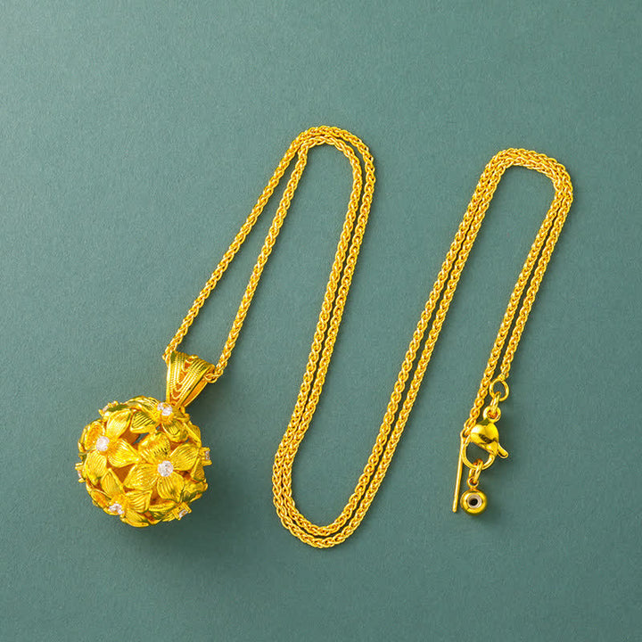 Buddha Stones Collier pendentif hortensia ajouré en laiton plaqué or - Chaîne - image 8