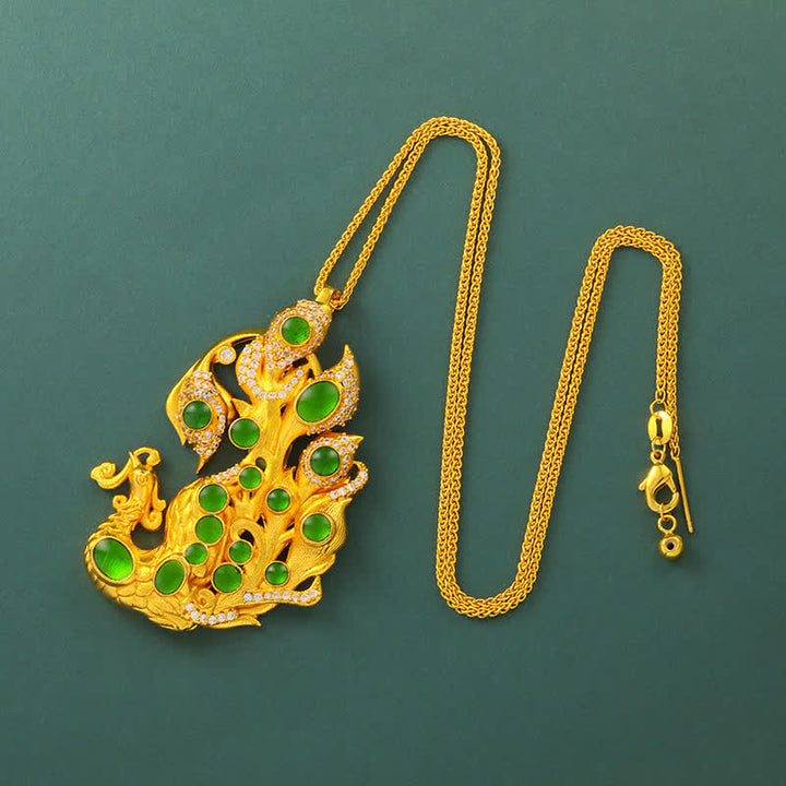 Buddha Stones Collier Paon en laiton plaqué or, symbole de confiance en soi - Chaîne - image 9