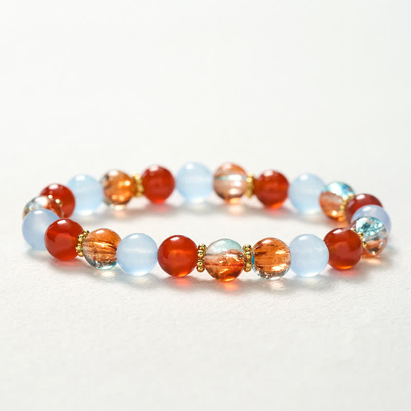 Buddha Stones Bracelet créatif en perles de calcédoine bleue, d'agate rouge et de Liuli - image 9