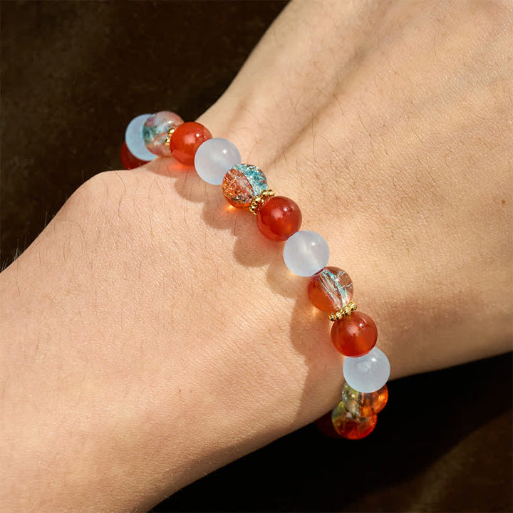Buddha Stones Bracelet créatif en perles de calcédoine bleue, d'agate rouge et de Liuli - image 4