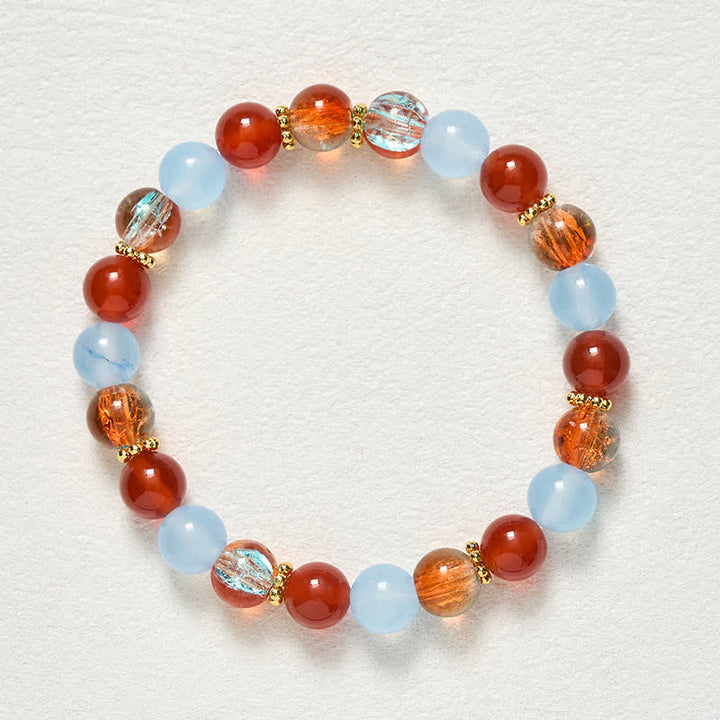Buddha Stones Bracelet créatif en perles de calcédoine bleue, d'agate rouge et de Liuli - image 8