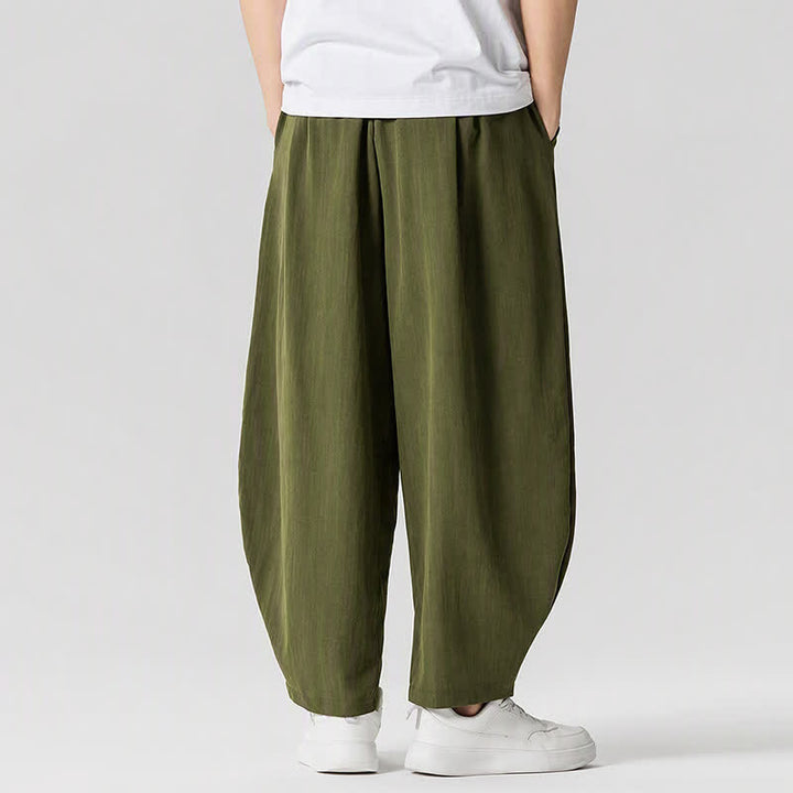 Buddha Stones Pantalon sarouel homme décontracté printemps-été à cordon de serrage, coupe courte, uni, avec poches - image 14