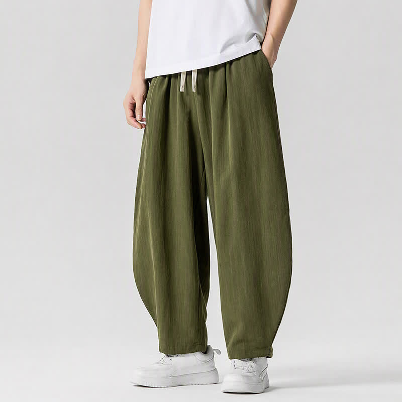 Buddha Stones Pantalon sarouel homme décontracté printemps-été à cordon de serrage, coupe courte, uni, avec poches - image 12
