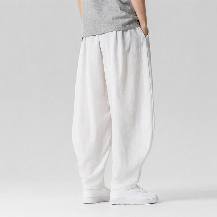 Buddha Stones Pantalon sarouel homme décontracté printemps-été à cordon de serrage, coupe courte, uni, avec poches - image 22