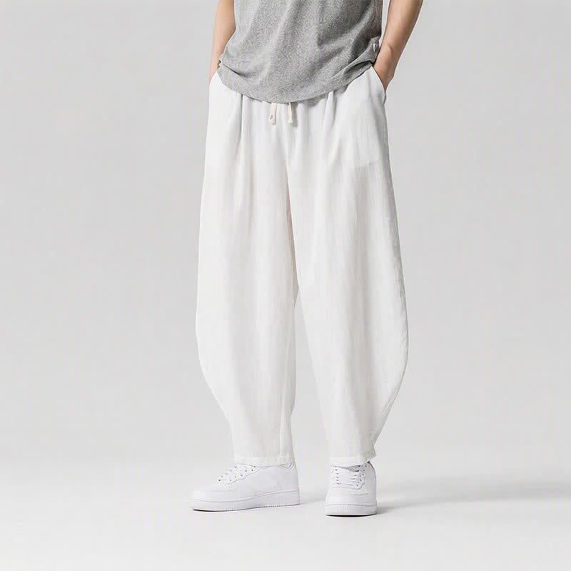 Buddha Stones Pantalon sarouel homme décontracté printemps-été à cordon de serrage, coupe courte, uni, avec poches - image 21