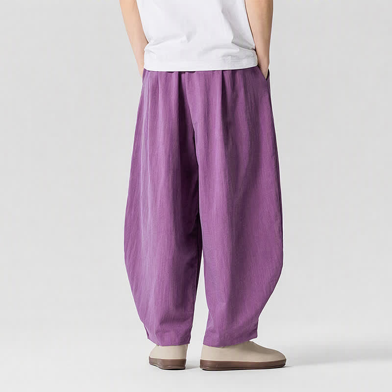 Buddha Stones Pantalon sarouel homme décontracté printemps-été à cordon de serrage, coupe courte, uni, avec poches - image 18