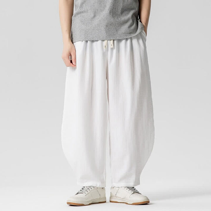 Buddha Stones Pantalon sarouel homme décontracté printemps-été à cordon de serrage, coupe courte, uni, avec poches - Blanc - US/UK/AU46, EU56 (5XL) - image 20