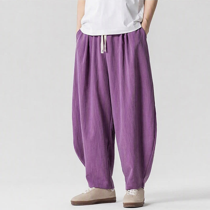 Buddha Stones Pantalon sarouel homme décontracté printemps-été à cordon de serrage, coupe courte, uni, avec poches - image 17