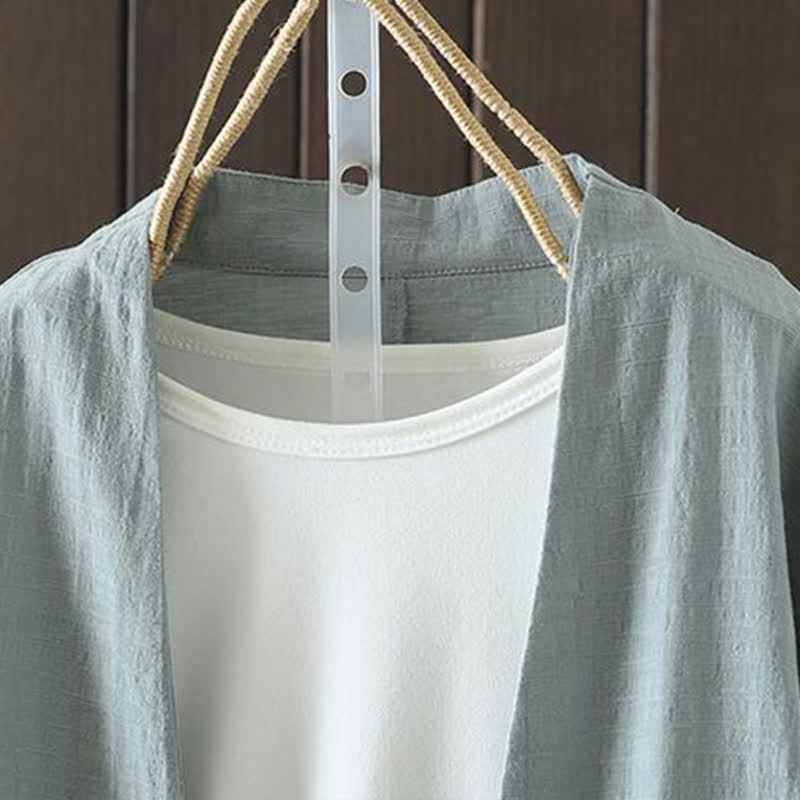 Buddha Stones Chemises à manches longues pour femmes, style minimaliste décontracté, avec cordon de serrage et broderie unie, idéales pour le printemps et l'été - image 1