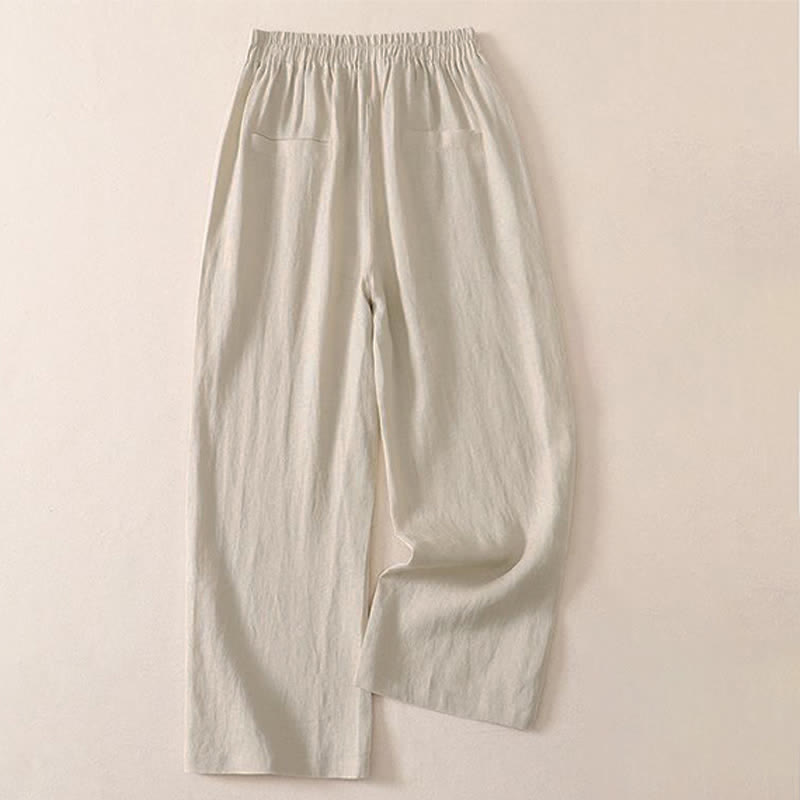 Buddha Stones Pantalon court uni classique et simple pour femme, coupe droite, avec poches, idéal pour le printemps et l'automne. - image 1