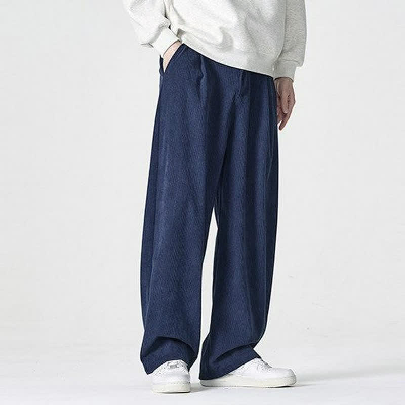 Buddha Stones Pantalon d'automne-hiver décontracté, coupe droite, fermeture éclair, avec poches - image 1