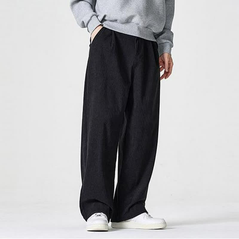 Buddha Stones Pantalon d'automne-hiver décontracté, coupe droite, fermeture éclair, avec poches - image 9